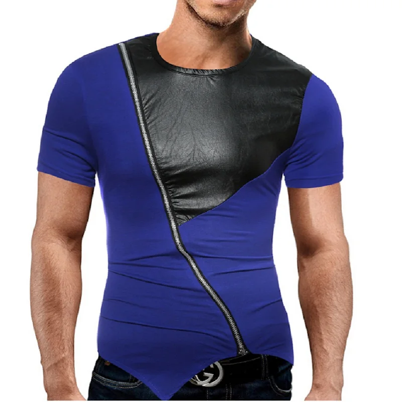 Aliexpress.com : Buy Mens T Shirts Fashion Short Sleeve Straight Zipper O Neck Slim T Shirt Men 