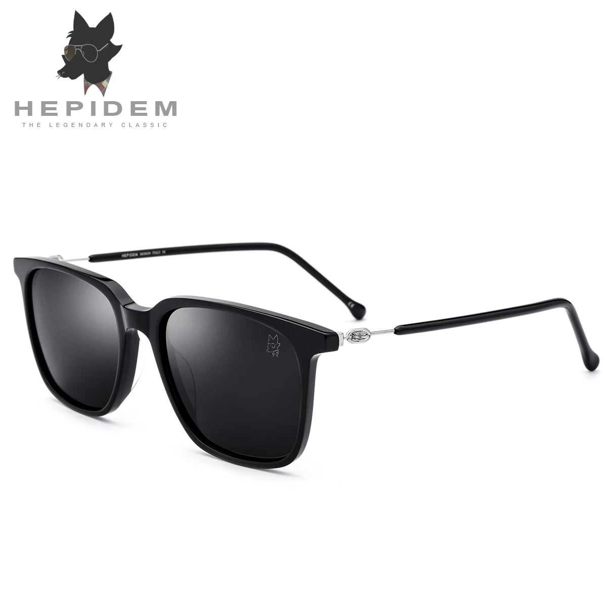 Ацетатные солнцезащитные очки мужские Поляризованные брендовые дизайнерские модные Квадратные Зеркальные корейские Солнцезащитные очки для женщин 5203 - Цвет линз: Черный
