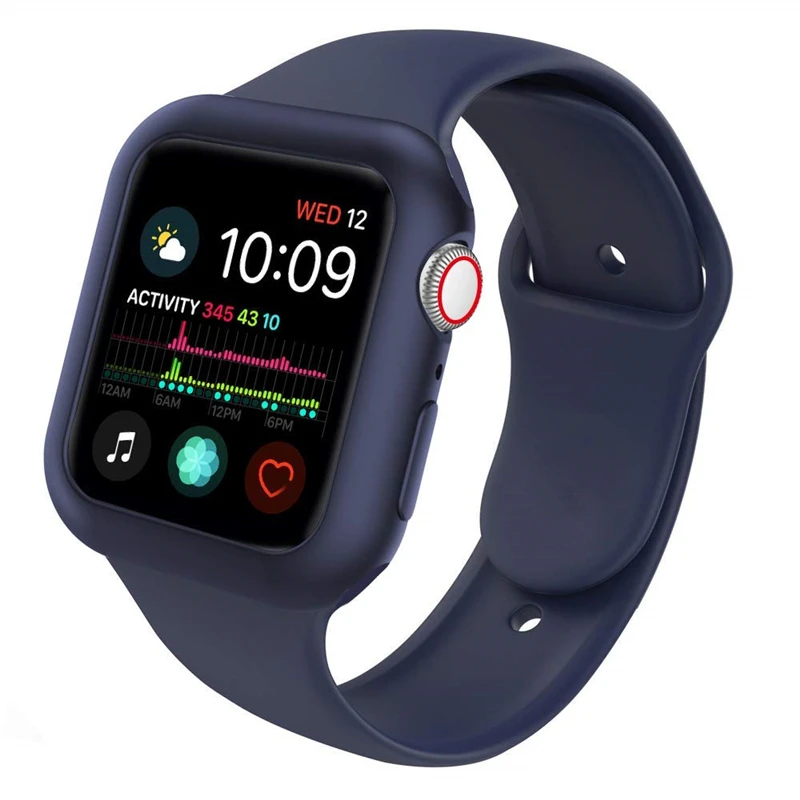 Wristbands for Apple Watch Band 40mm 44mm with TPU Case Soft Sport Silicone Strap for iWatch Series 4/3/2/1 Edition Bracelet