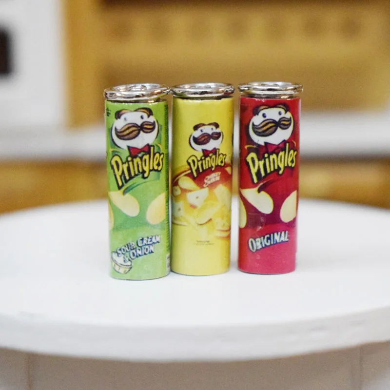 

3PCS 1/12 Scale Mini Simulation Potato Chips Can Dollhouse Miniature Doll Food Accessories Toy