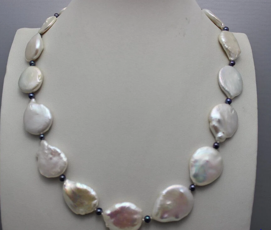 

HOT 003529 white Coin-shaped fresh water pearl necklace