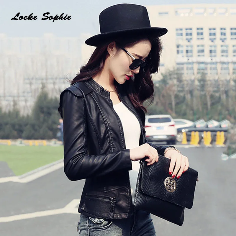 1pcs Women's Plus size short jacket coats 2019 Autumn New faux fur PU Leather Splicing Jacket ladies Skinny locomotive coats