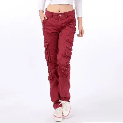 2016 New Women's cotton Cargo Pants Leisure Trousers more Pocket pants free shipping