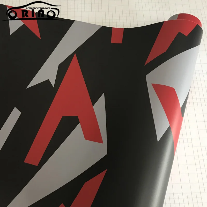 Black Red White Camouflage Vinyl Film-1
