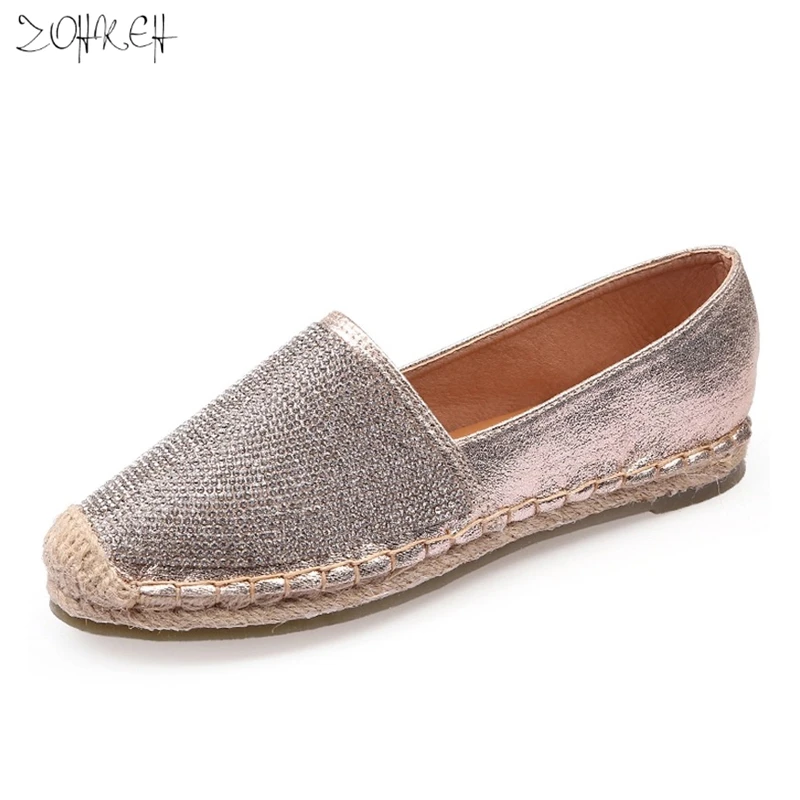 

Fashion Rhinestone Flat Shoes Women Luxury Brand Sweet Fisherman Lightweight Breathable Lazy Loafers Gold Silver Paillette Shoes