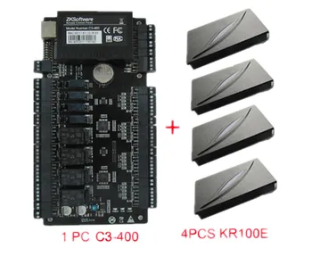 

DHL Freeshipping 4Pcs KR100E RFID Reader & 4 Doors Access Control Panel C3-400 with Free Software 4 Doors Access Control Board