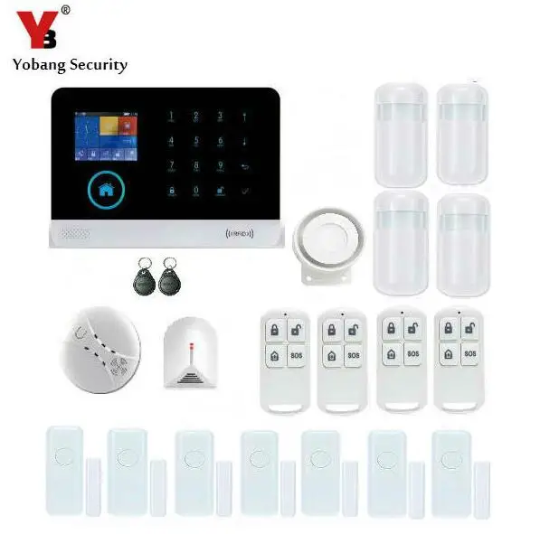 Yobang Security-WIFI GSM Wireless PIR Home Security SMS Alarm System Glass Break Sensor Smoke Detector For Home Protection