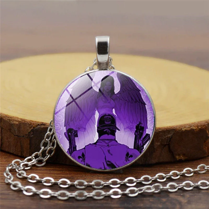 

New Saints Row Necklace Saints Row Jewelry Glass Cabochon Dome Pendant Glass Cabochon