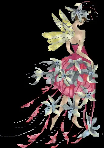

Needlework 11CT 14CT Cross Stitch, DIY Count Cross Stitch, Embroidery Set, Elf Butterfly Red (with beads)