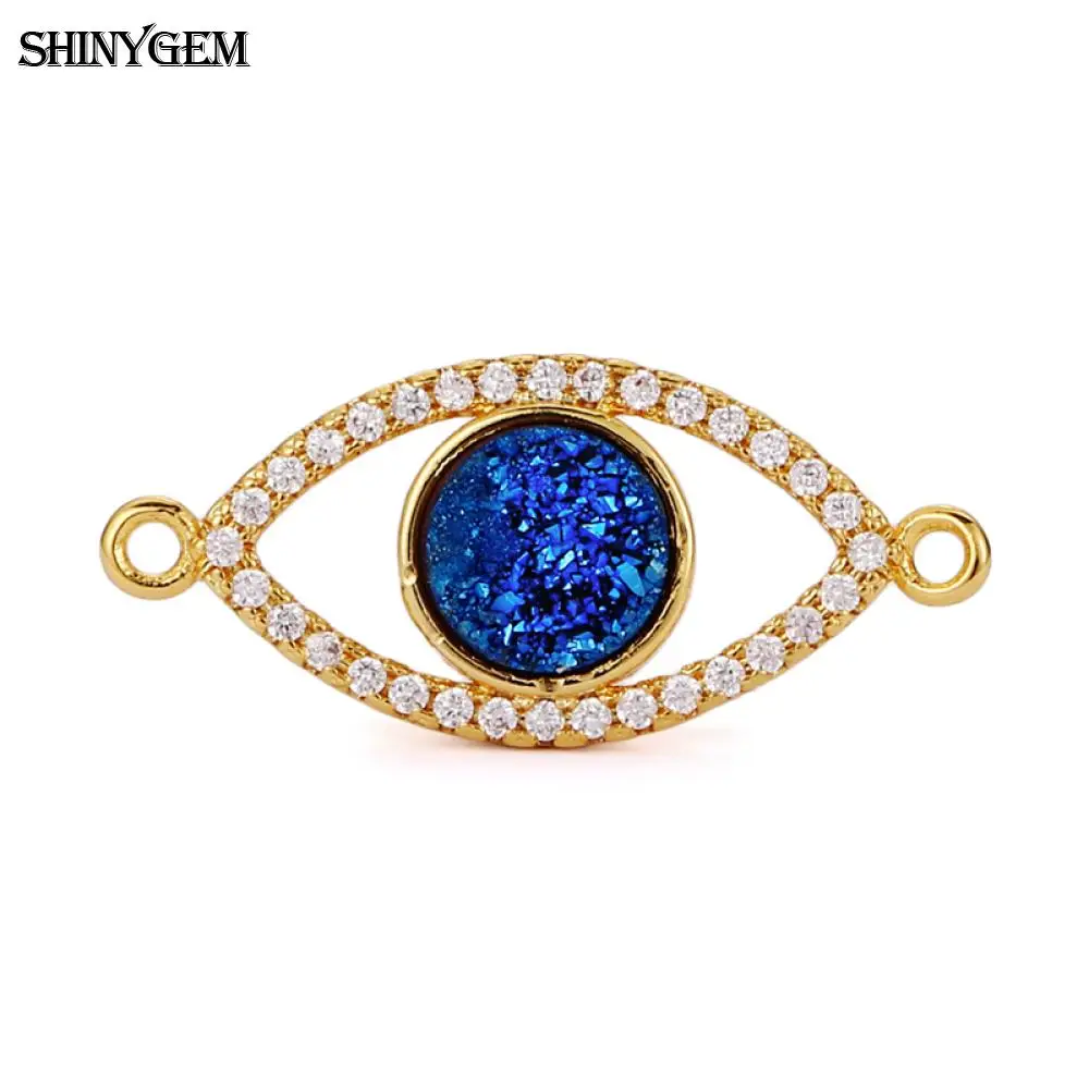 Натуральные коннекторы с кристаллами SHINYGEM микро-подвески для сглаза браслет