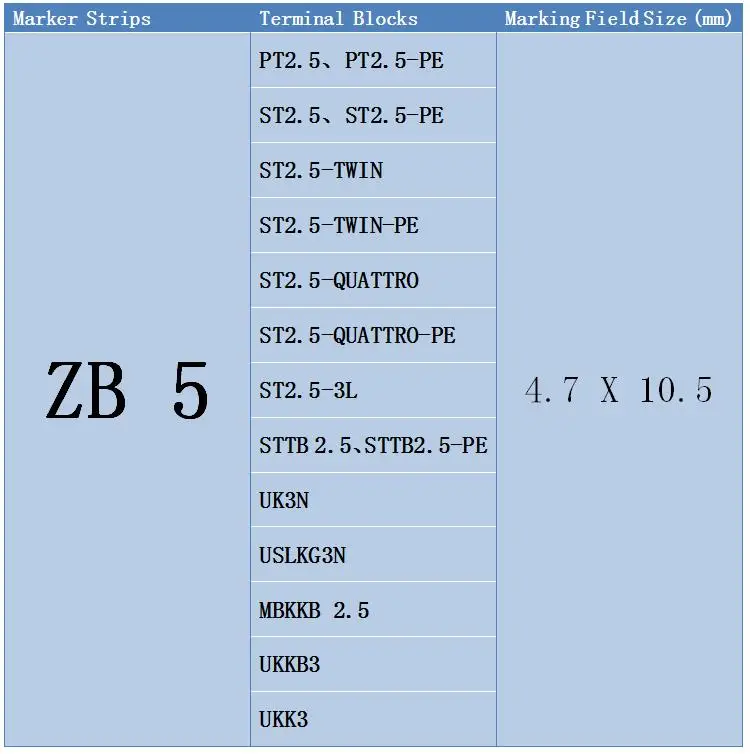 10 шт ZB5 Zack маркер полоски для PT ST и UK серии