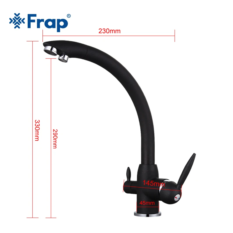  Frap New Arrival Black Kitchen sink Faucet Mixer water Tap 180 Degree Rotation with Water Purificat - 32872147210