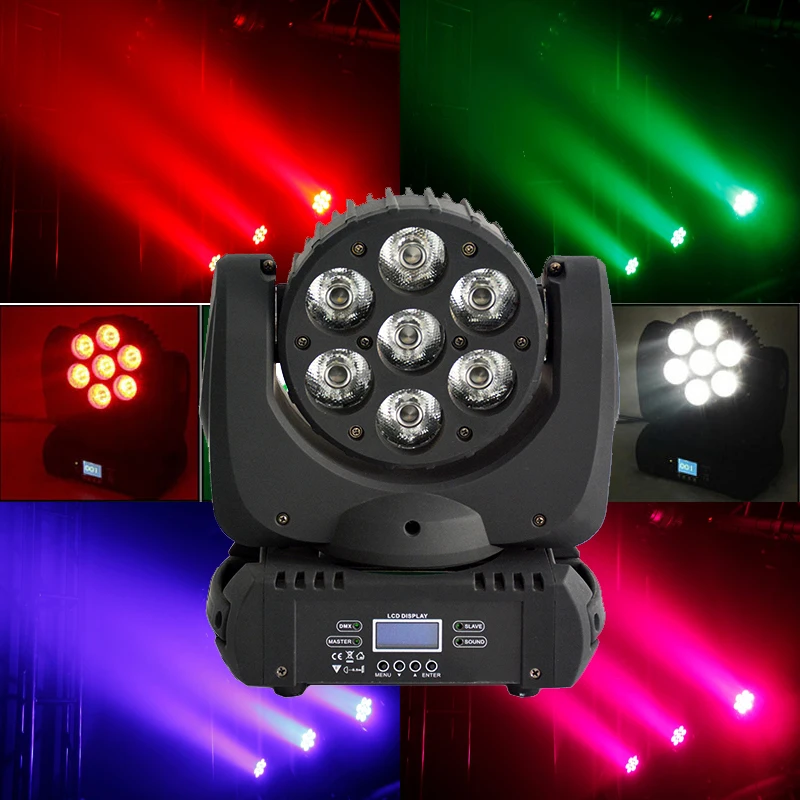 7x12 Вт CREE RGBW 4 в 1 светодиодный луч движущийся головной свет DMX512 9/16 каналов