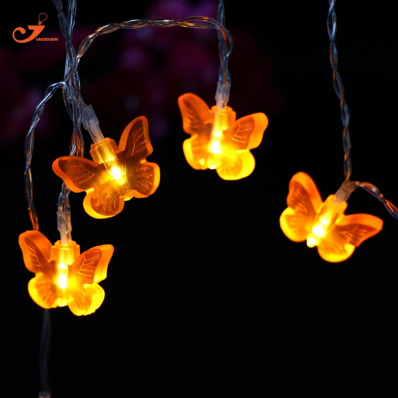 Orange Butterfly lights Birthday Fairy Garland lighting Strings Decoration 2XAA Battery Operated