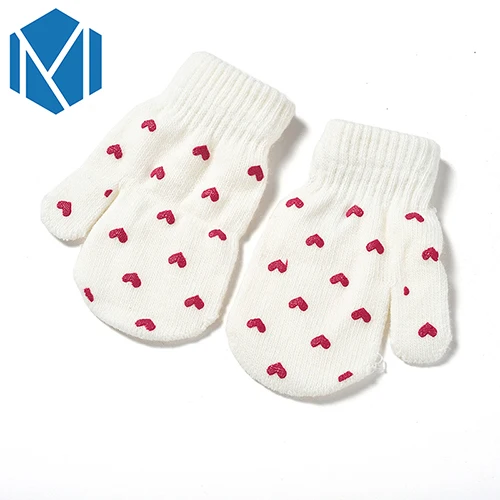 Children Gloves Winter Warm Star Heart Kids Girls Full Fingers Knitted Mitten