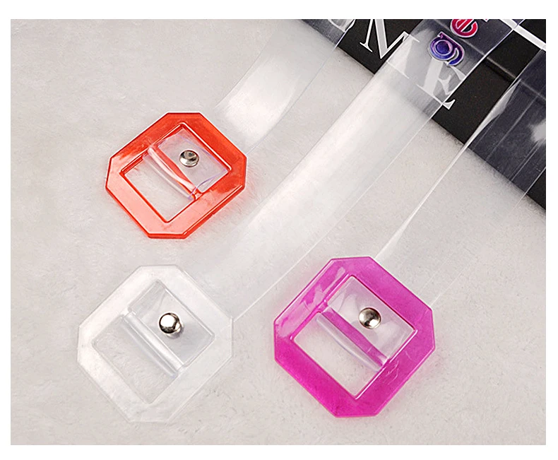 Women Transparent English letter Belt Volorful Gentlewoman Jean Accessories PVC belts Purple Red Transparent Buckle Summer Style Trendy Strap1 (9)