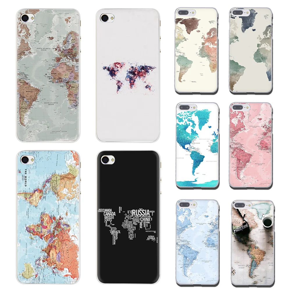 

World map Hard phone cover case for iphone 5 5s 6 6s 7 8 plus X XR XS MAX
