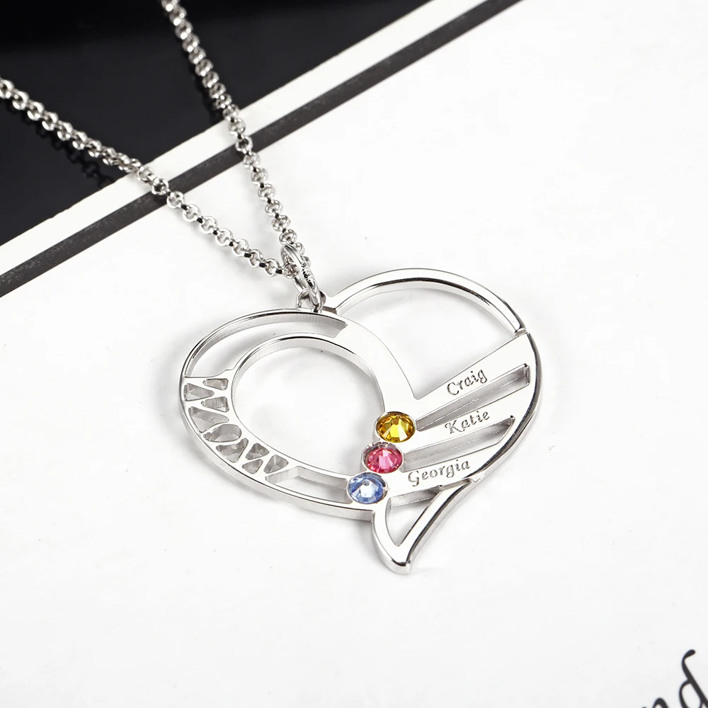 L11 Engraved Custom Names Necklace Personalized Necklace Women 925 Silver Customized Necklace Birthstone Jewelry Family Gift  (3)