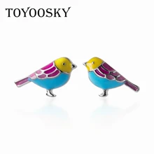 TOYOOSKY 925 пробы, Серебряные Матовые маленькие серьги-гвоздики в виде птицы для женщин, предотвращают аллергию, модные ювелирные изделия для девушек, подарок