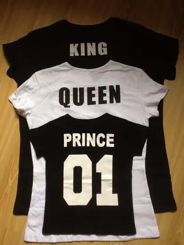 OMSJ Camiseta de algodón 100% a juego para y mujer, camisas con estampado de letras King 07 Prince Princess, Tops informales para amantes de los recién nacidos|lover top|t shirtprint