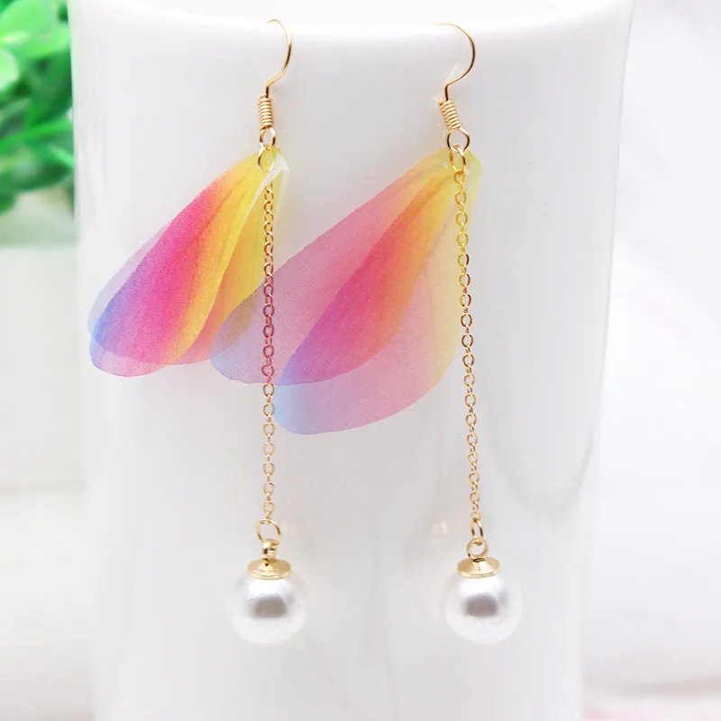 

2019 new fashion brand jewelry summer style multicolor wings earrings for women insect insect gift drop earring