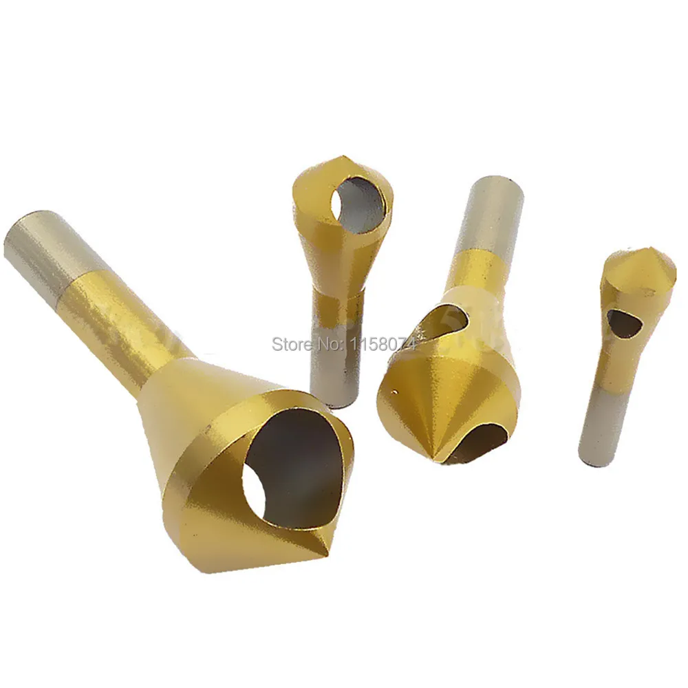 4pc Titanium Hss Countersink Deburring Drill Bit High Speed Steel 2-5mm 5-10mm 10-15 Mm 15-20mm For Cutting Metal Wood | Инструменты