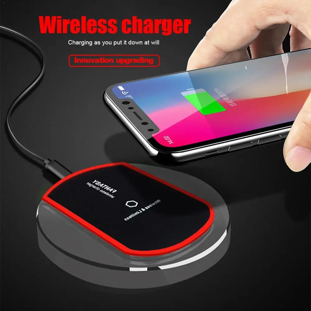 

New Ultra-Thin Crystal K9 QI Fast Charge Wireless Charger Base Transmitter Round for iphone 8 Plus iphone X Samsung s7 Edge s8