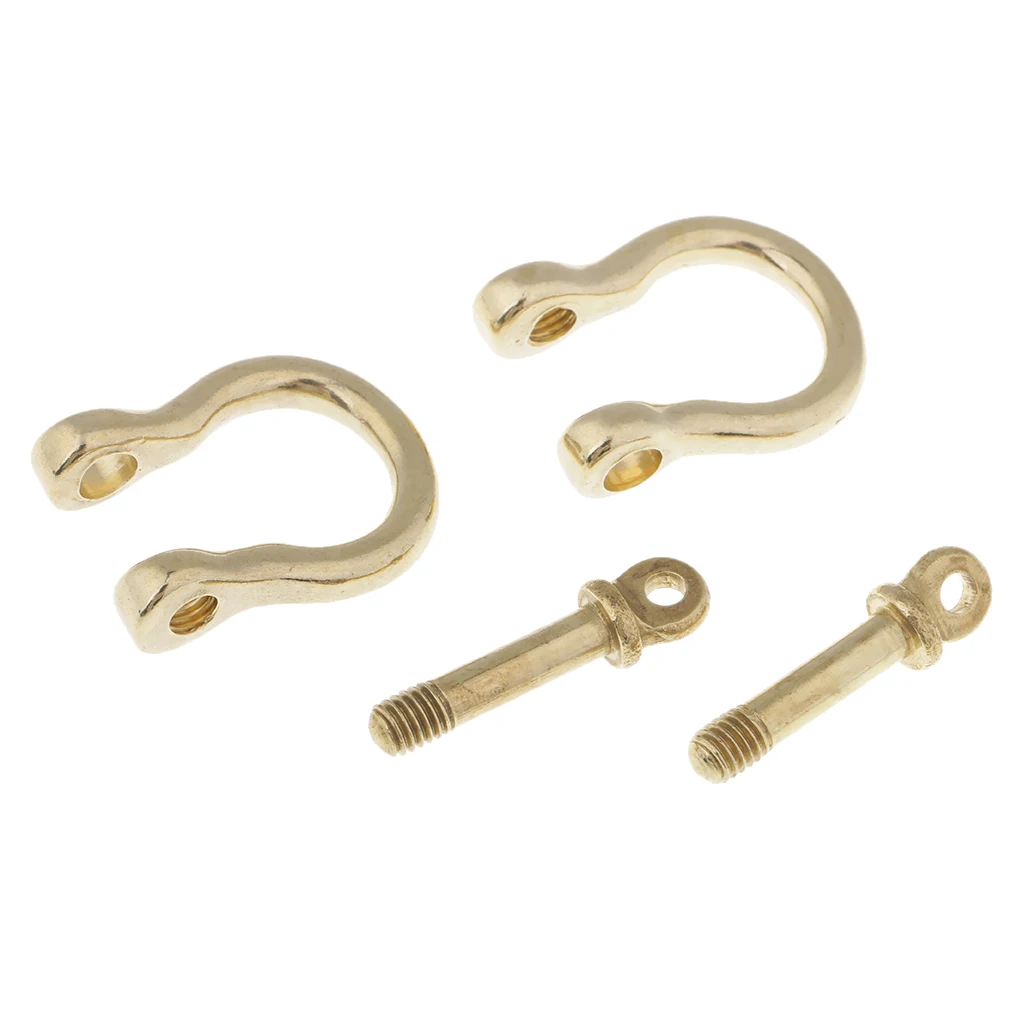 2Pcs Brass D-Rings Screw Horseshoe Buckle Ring Leathercraft Purse Belt Loop