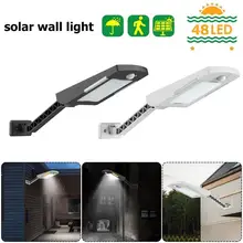 48 Светодиодный Солнечный свет PIR реагирующая на движение IP65 ярд наружная настенная лампа с полюсом