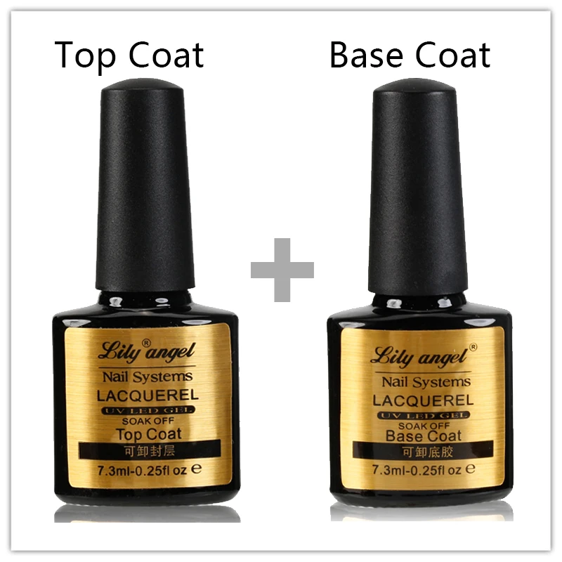 

Lily angel 2pcs 7.3ml Nail Gel Polish Soak Off UV Base Coat+ Top Coat Nail Art UV Nail Gel Lacquer Z