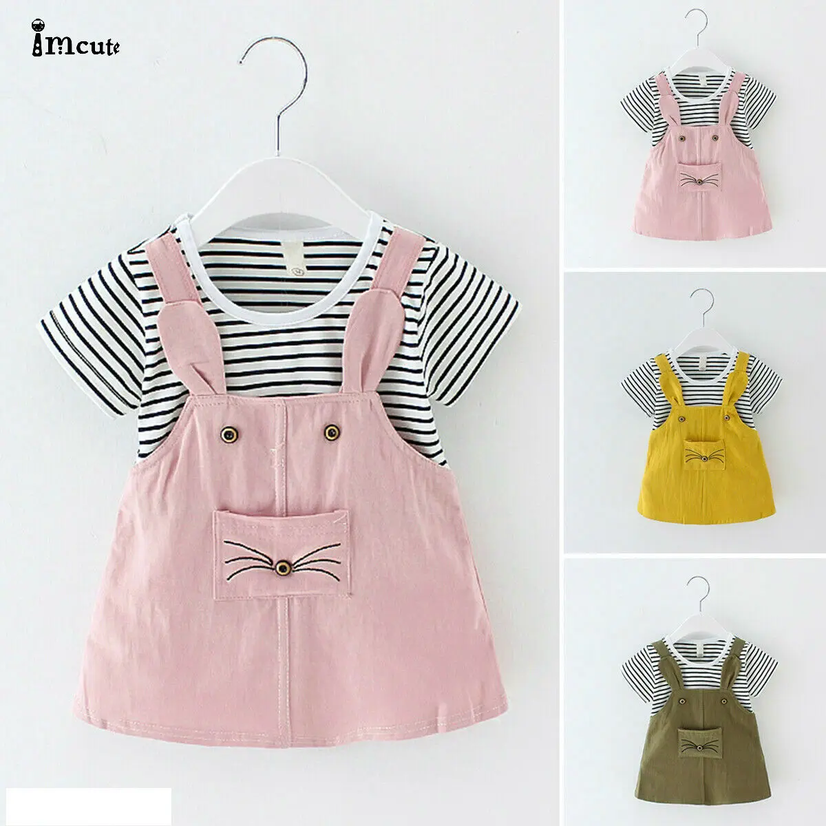 

Cat Baby Kids Newborn Infant Toddler Girls Cute Bandage Suit Dress Pocket Princess Party Summer Clothes