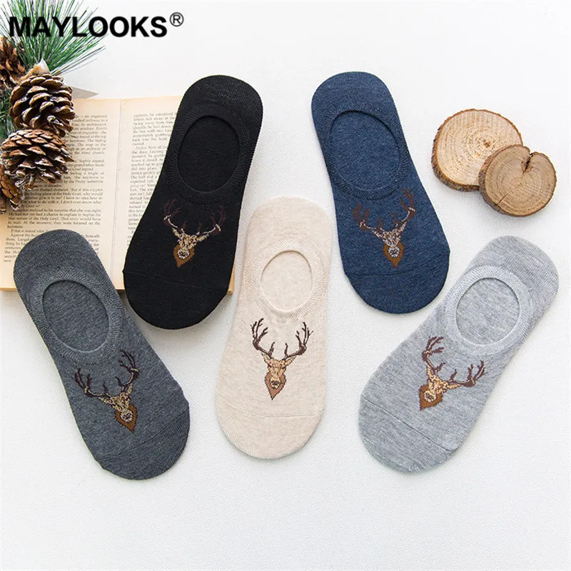 Maylooks Новая мужская Лось невидимые лодочки Носки сезон весна лето силиконовые
