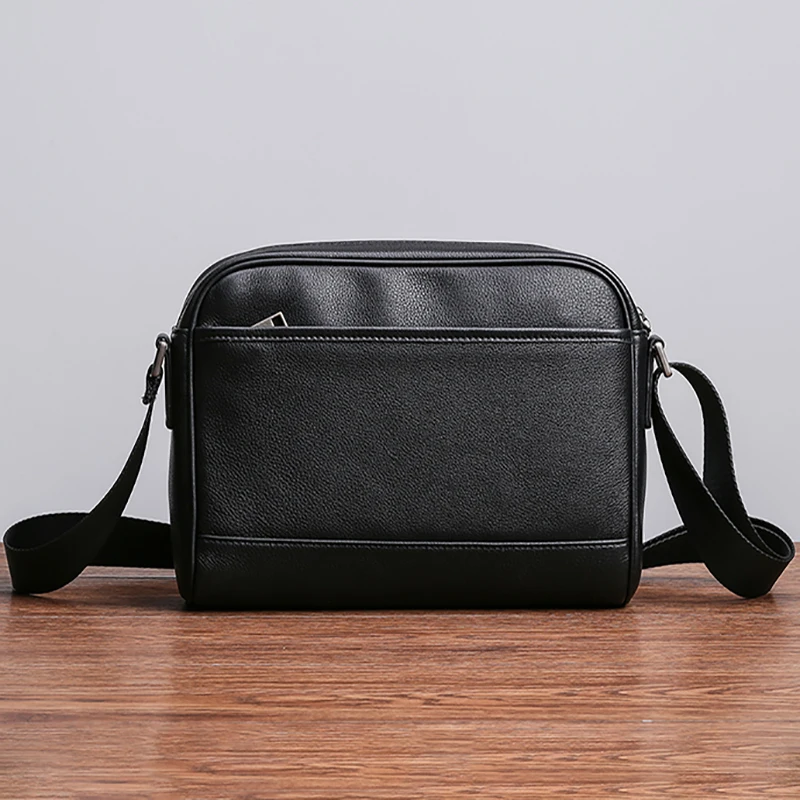 AETOO Men's leather casual fashion oblique cross package horizontal large capacity head layer Cowhide men's shoulder bag