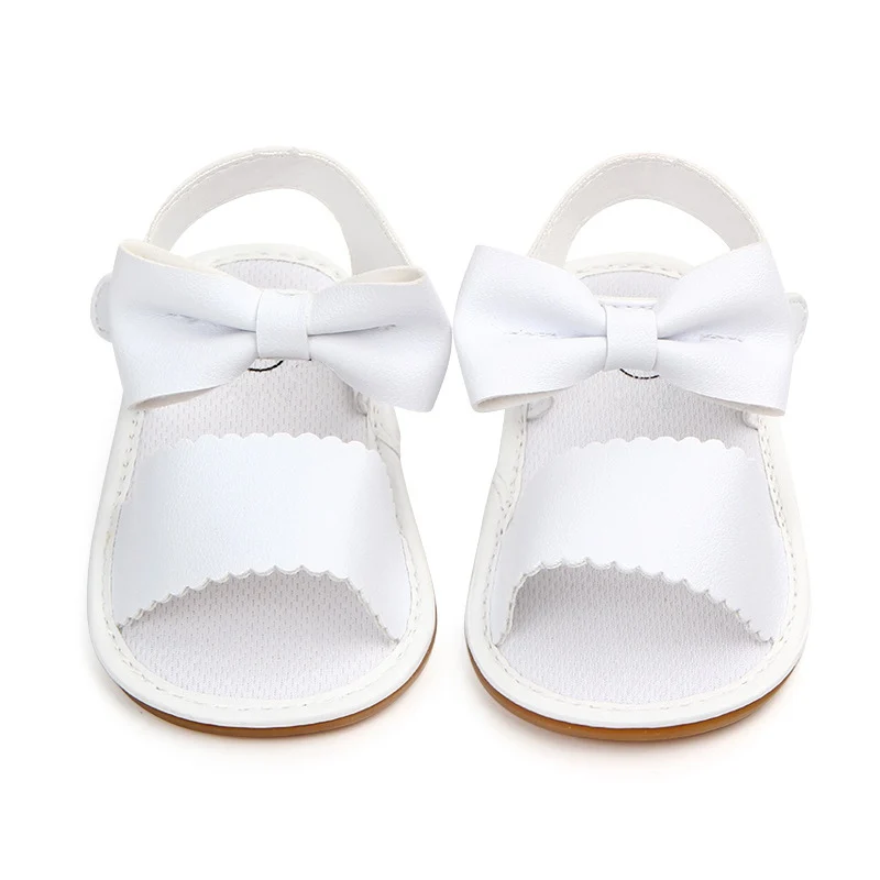 Для новорожденных, для маленьких девочек детские сандалии, обувь модные полиуретановый бант сандалии для девочек Симпатичные Сандалии для малыша одежда для девочек - Цвет: Белый