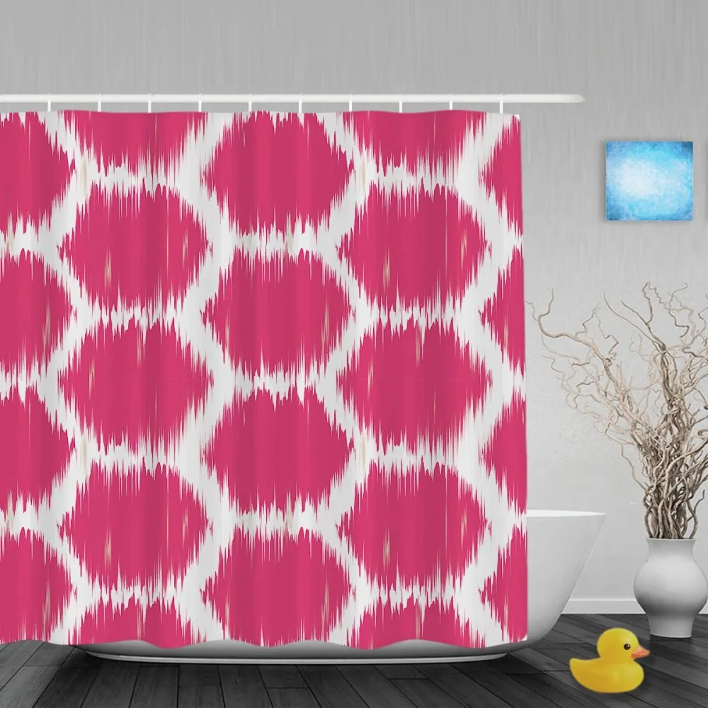 Abstract Art Decor Bathroom Shower Curtains Ikat Seamless Pattern