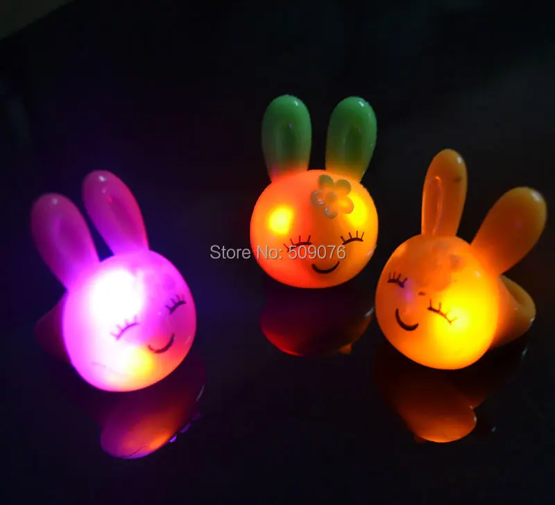 

Free shipping 6pcs/lot Flashing Jelly Ring Light Up Rave Blinking Flashing Party Disco Ring rabbit ring holiday party supplies