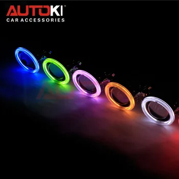 

Autoki Car Styling Round Halo Angel Eyes Ring +2.5'' Hid Mini Projector Lens+shroud for Car Retrofit Headlight