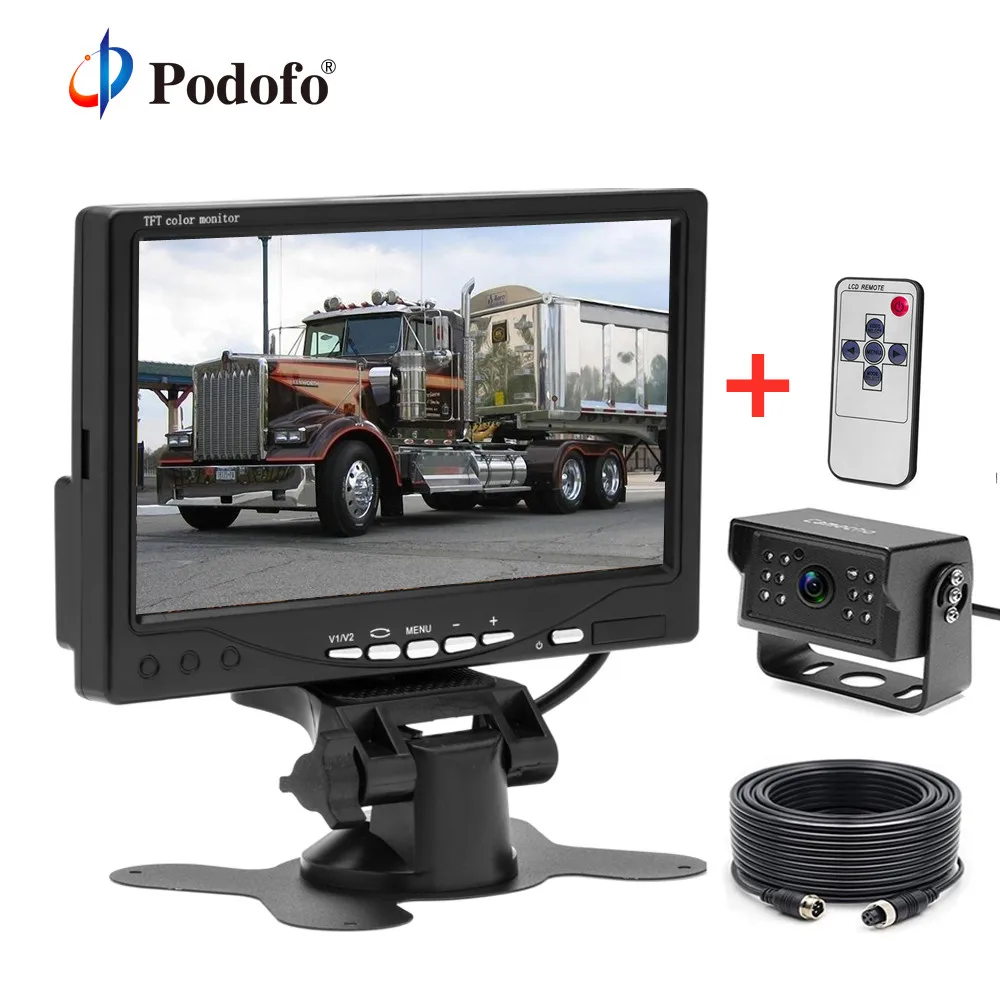 Podofo " HD Автомобильный монитор 4 контакта 12 ИК ночного видения резервная камера заднего вида для грузовика RV Караван трейлеры автобус дом лодка Кемперы