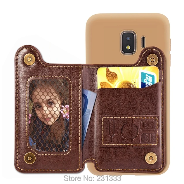 Мягкий кожаный чехол C-ku из ТПУ для Samsung Galaxy J2 CORE J4 PLUS J6 с подставкой и слотом фото-и