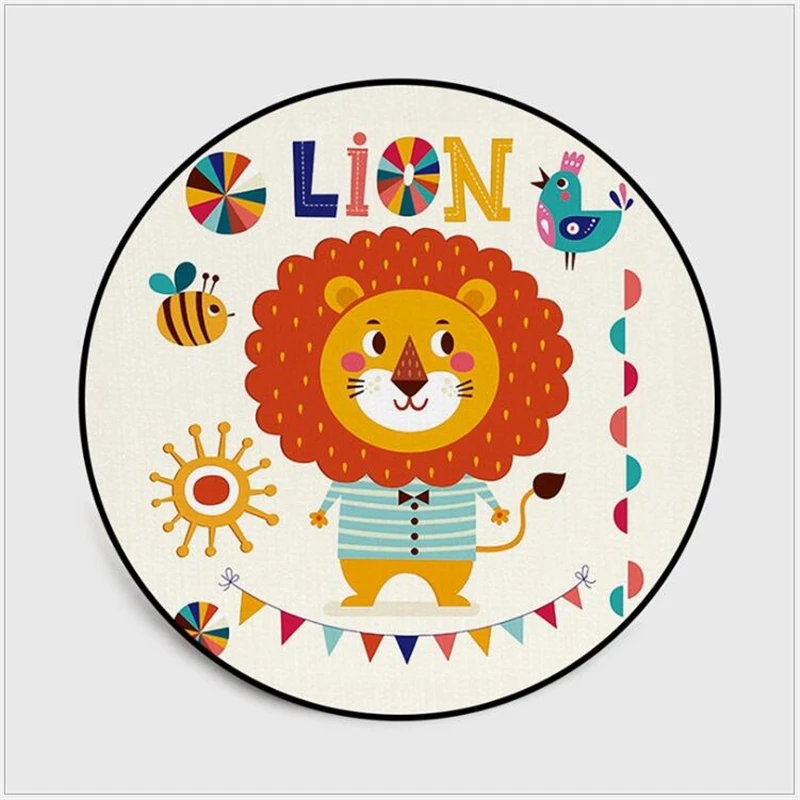 AOVOLL милый мультфильм Лев круглый коврик детский коврик для лазания подвесная корзинка на стул спальня Противоскользящий ковер для современной детской комнаты