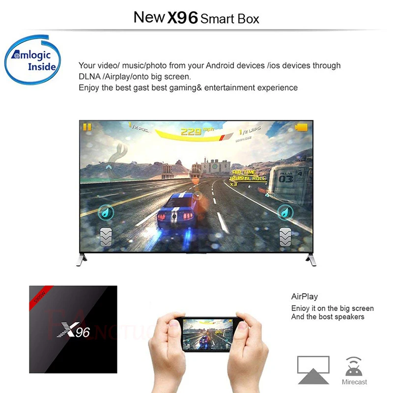 FANGTUOSI X96 X96W Smart tv box android 7.1 2GB 16GB Amlogic S905W Quad Core 4K 2.4GHz WiFi Media Player 1GB 8GB set-top box