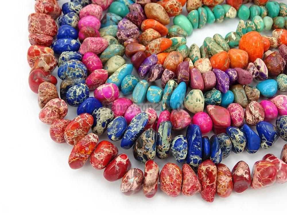Natural Sea Sediment Jasper Gemstone Freeformed Nugget Loose Beads 15.5/'/' Blue