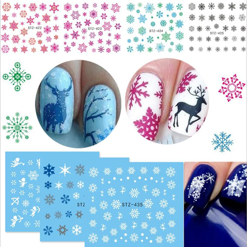 

1 Sheet Water Nail Sticker Christmas Design Temporary Tattoos Elk/Snow Flowers/Owl Pattern Transfer Beauty Nail Art