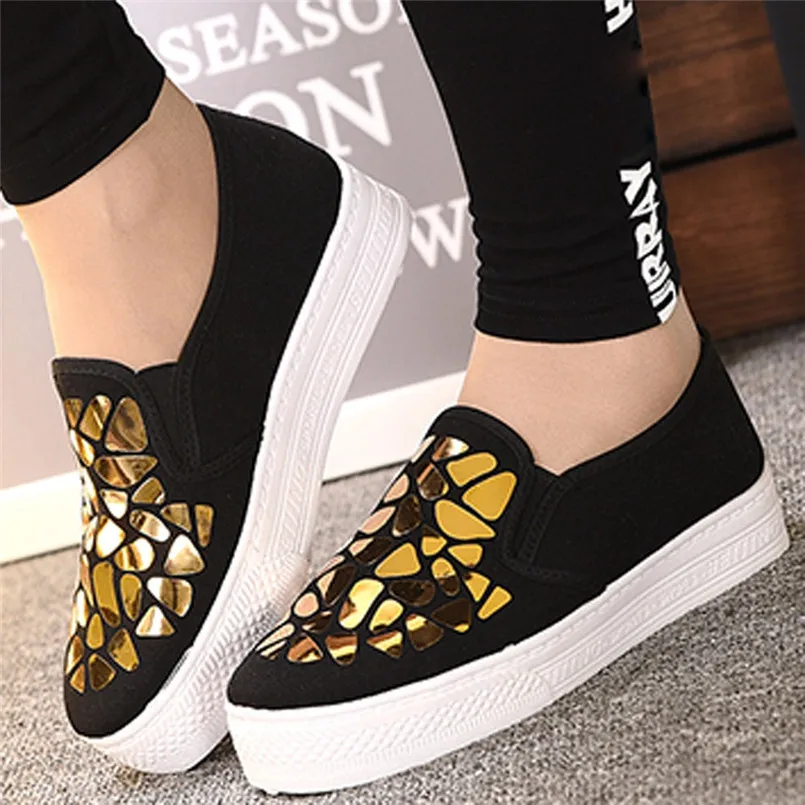 

Hot Ladies New Canvas Women Sequined Shoes Casual Korean Tide Students Flat Platform Shoes Ladies Muffin Student Shoes