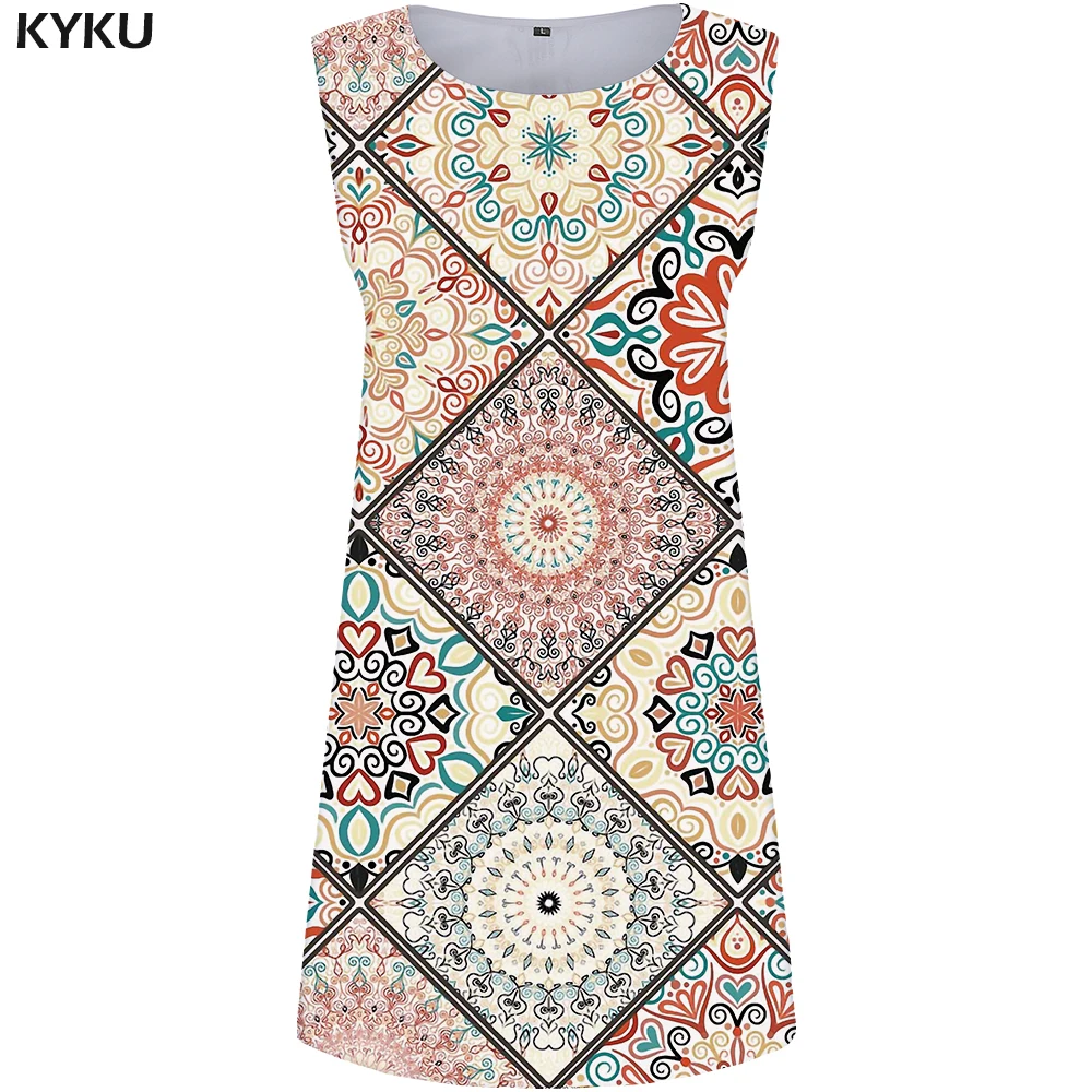 

KYKU Graphics Dress Women Flower Party Sundress Colorful 3d Print Dress Mini Ladies Dresses Beautiful Elegant Womens Clothing
