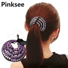 Модный хрустальный конский хвост, стразы для волос, краб, Пончик, бутон, женские прически, Когти для волос, для девочек, птичье гнездо