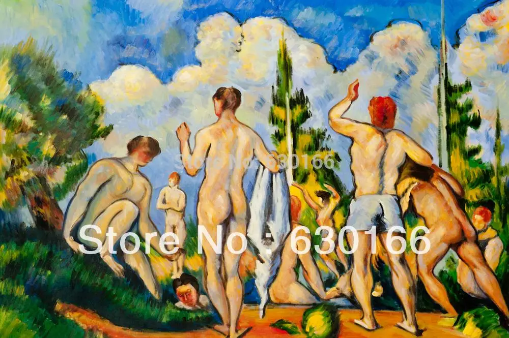 

100% Hand Painted Paul Cezanne Oil Painting Reproductions - Bathers Oil Canvas Horizontal Free Shipping