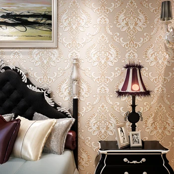 

beibehang New European-style 3D TV Wallpaper European-style Large Flower Luxury Damascus Wallpaper Living Room Bedroom Wallpaper