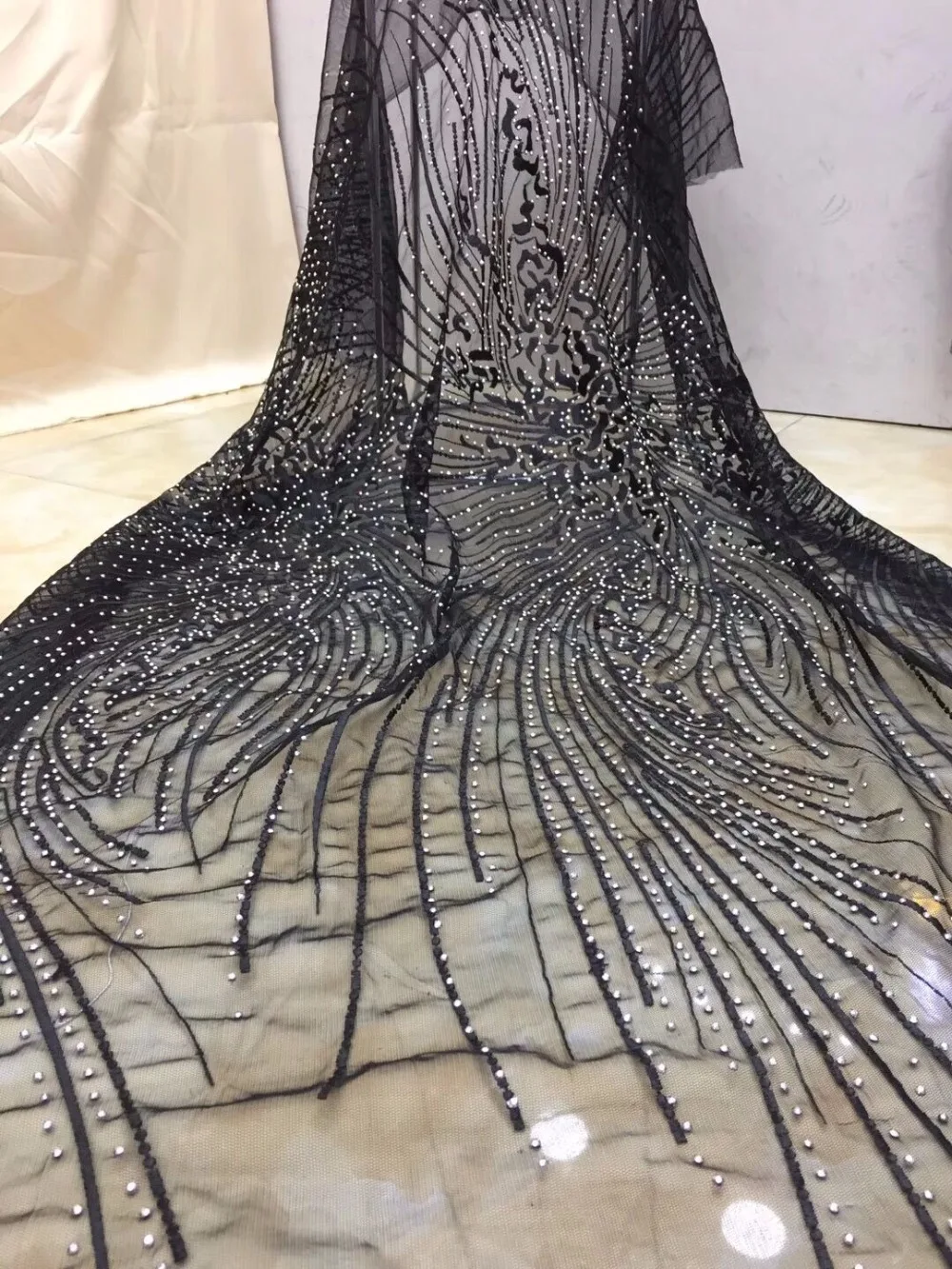 

special design Embroidery african lace fabric ZH-81710 French Net Lace Fabric With full stones For Wedding dress
