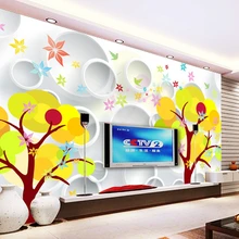 Индивидуальные детские обои, 3D стереоскопический круг и дерево цветы Фреска для гостиной, спальни, дивана, ТВ фоновая стена